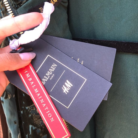Balmain x HM Green Velvet Dress - Picture 3 of 8